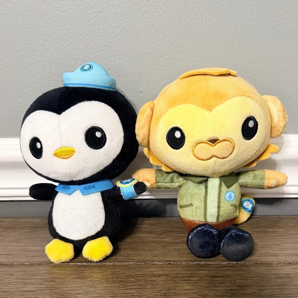 Octonauts Plush Lot of 2 Paani Monkey & Peso Penguin Stuffed Animal Toys